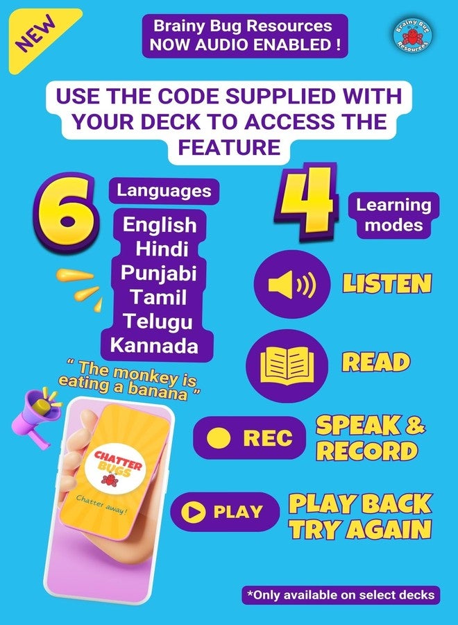 Brainy Bug Resources 60 Audio-Enabled Early Years Flashcards | Everyday Objects and Action Words (Level 2) | Audio in Hindi, English, Punjabi, Tamil, Kannada, Telugu | Special Needs Kids | Spoken English - Image 5